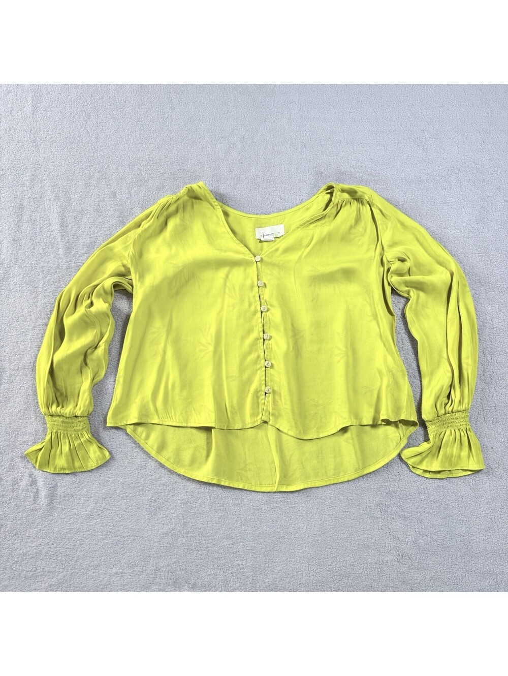 Anthropologie Liora Embroidered Button down Blouse Yellow Size Xs Petite‎